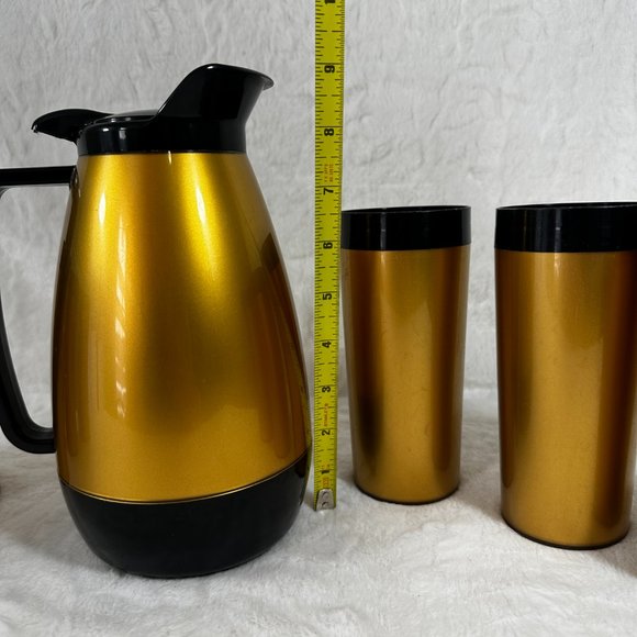 Vintage Thermo Serv Coffee Set Carafe with 6 Tumblers Mid Century Modern Must - Picture 10 of 10